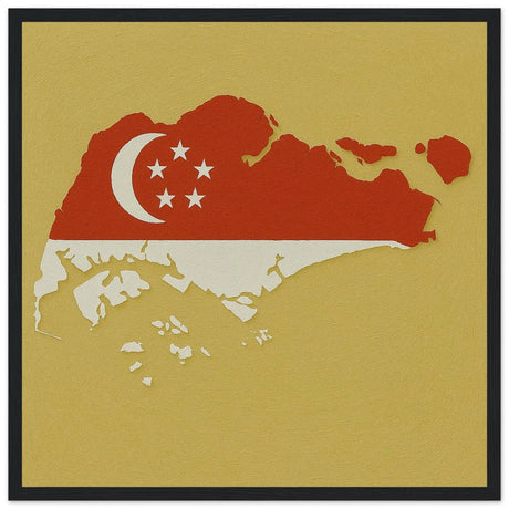 Cadre drapeau singapour bois élégant affiche encadrée