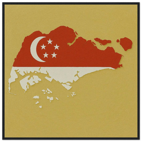 Cadre drapeau singapour bois élégant affiche encadrée