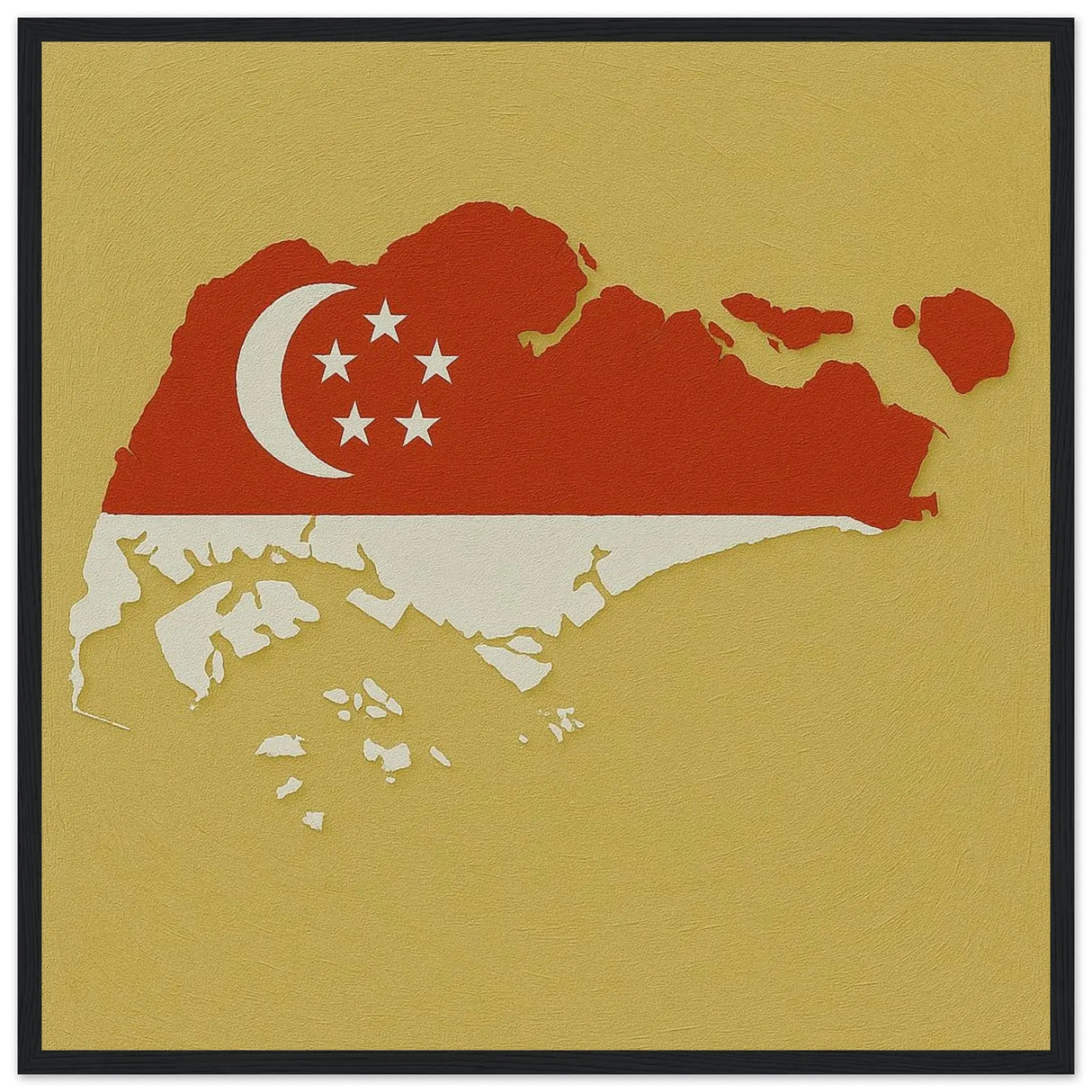 Cadre drapeau singapour bois élégant affiche encadrée