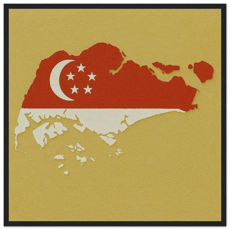 Cadre drapeau singapour bois élégant affiche encadrée