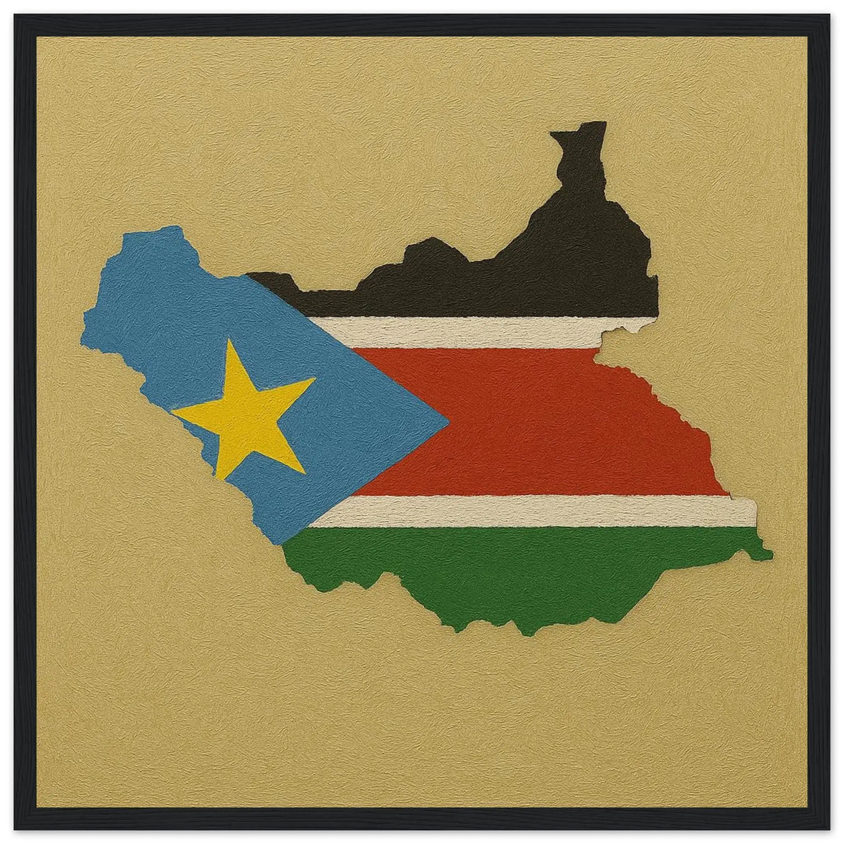 Cadre drapeau soudan du sud bois affiche encadrée déco