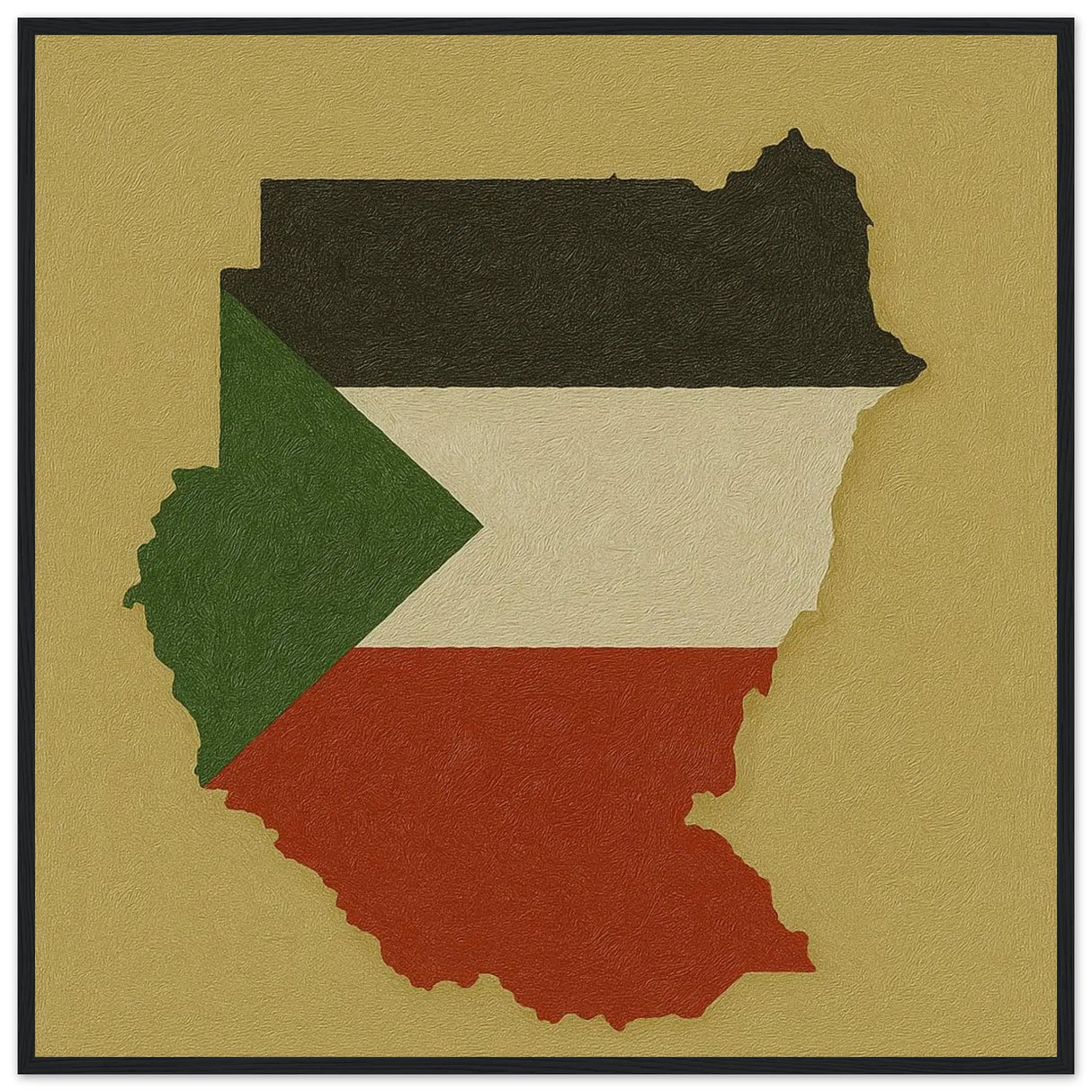 Cadre drapeau soudan en bois affiche encadrée décorative