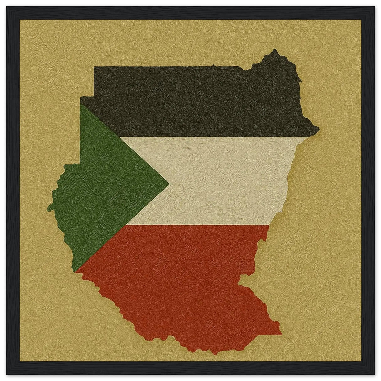 Cadre drapeau soudan en bois affiche encadrée décorative