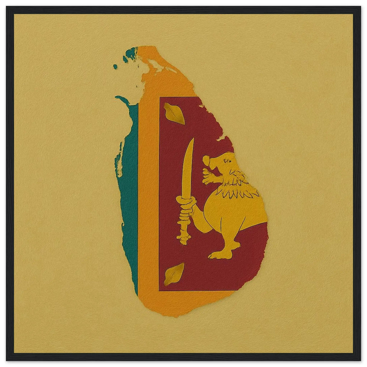 Cadre drapeau sri lanka en bois finition décorative