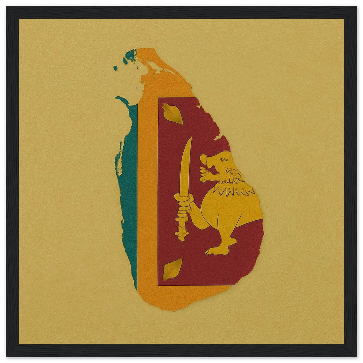 Cadre drapeau sri lanka en bois finition décorative