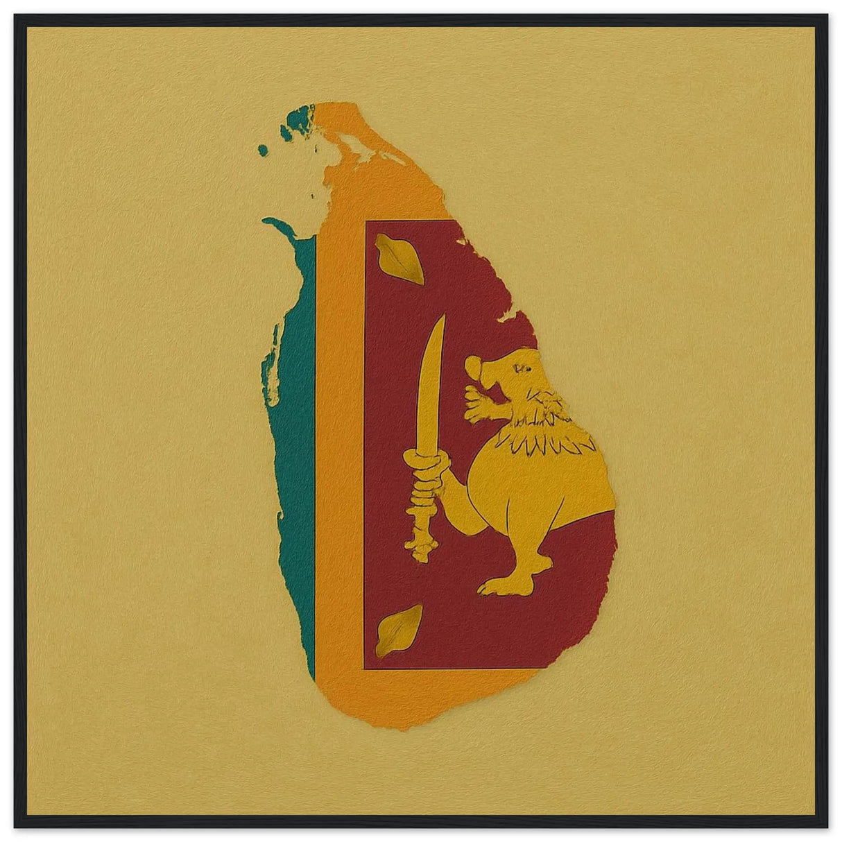 Cadre drapeau sri lanka en bois finition décorative