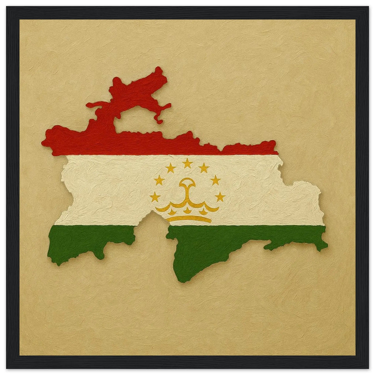 Cadre drapeau tadjikistan en bois finition élégante