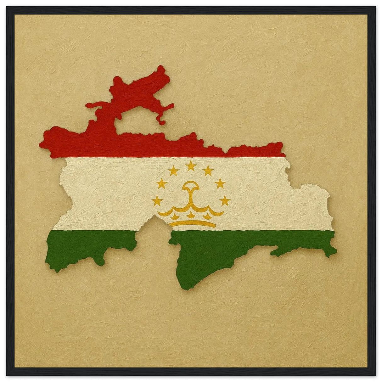 Cadre drapeau tadjikistan en bois finition élégante