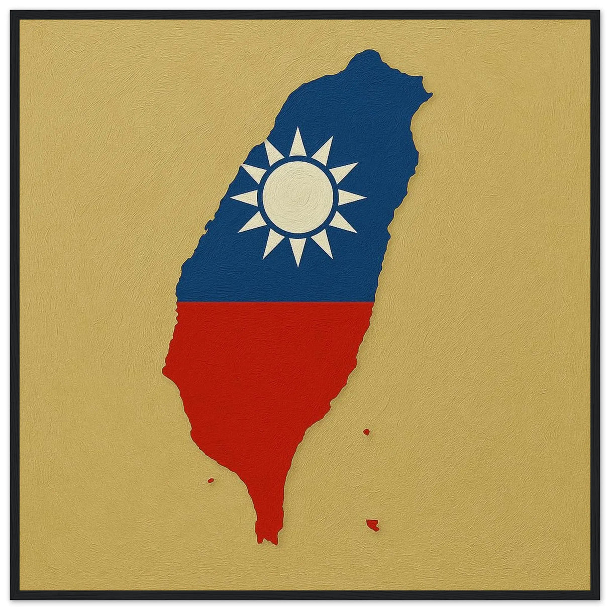 Cadre drapeau taïwan en bois finition décorative soignée