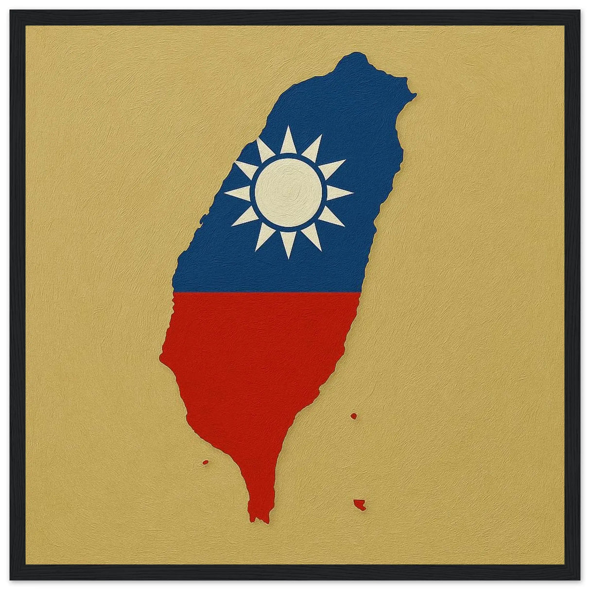 Cadre drapeau taïwan en bois finition décorative soignée