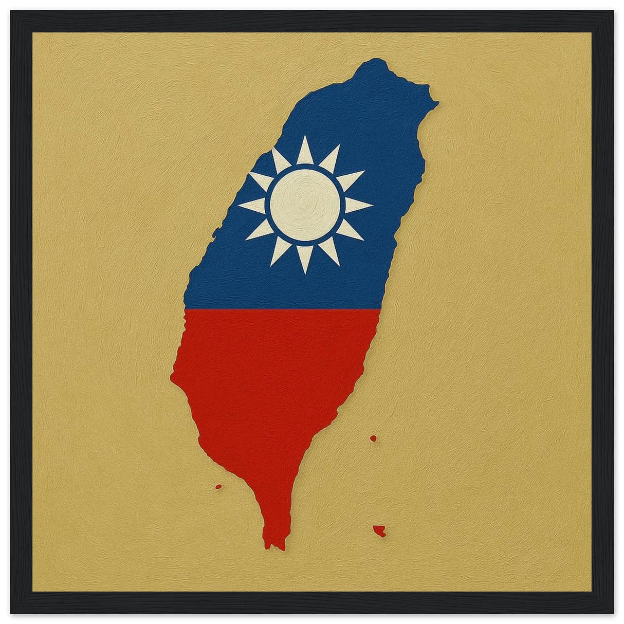Cadre drapeau taïwan en bois finition décorative soignée