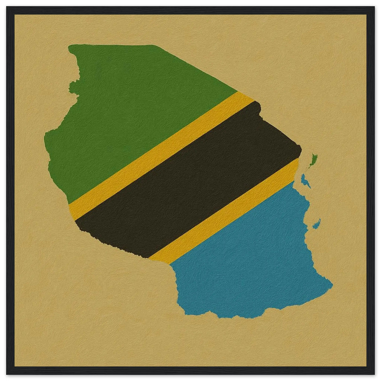 Cadre drapeau tanzanie bois élégant affiche encadrée déco