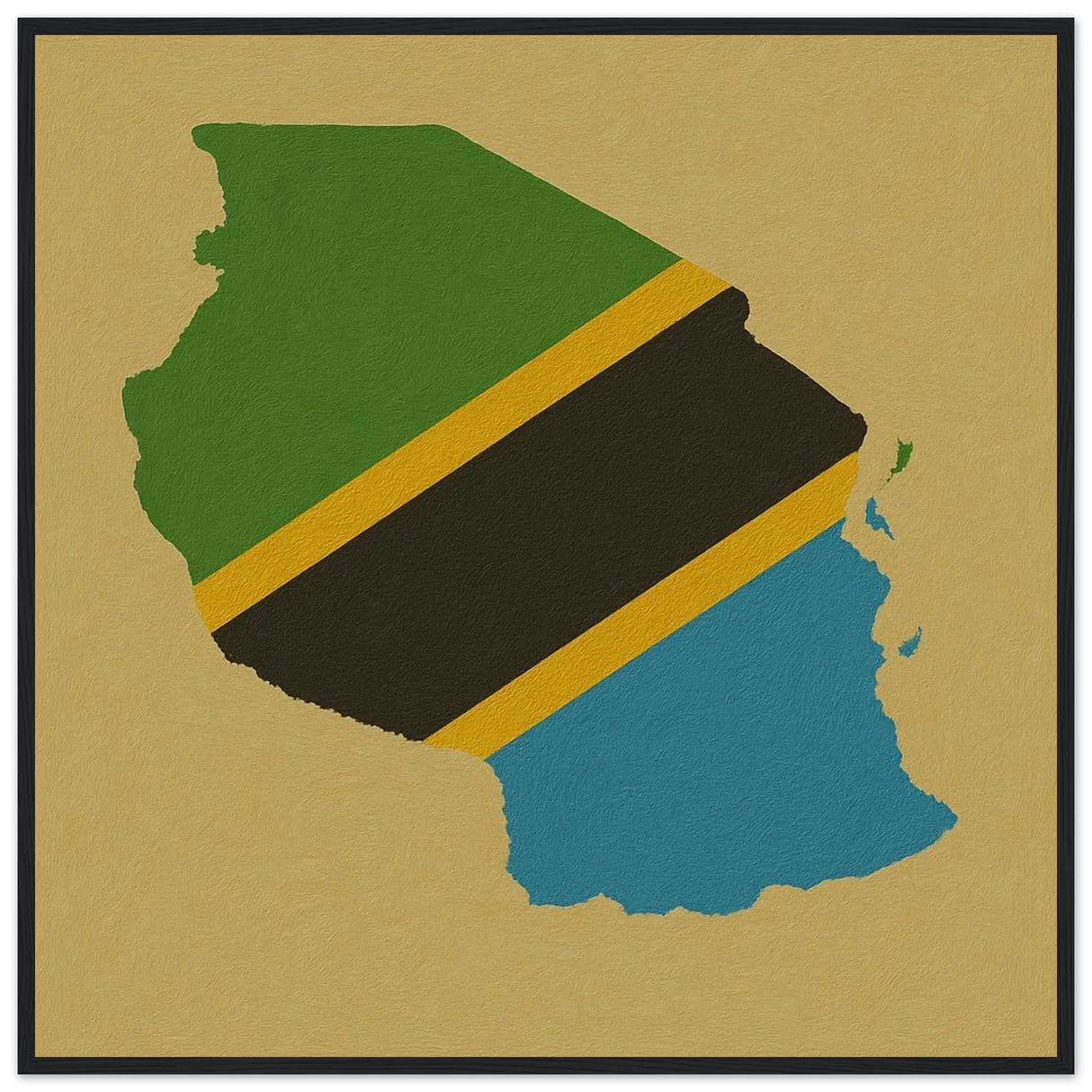 Cadre drapeau tanzanie bois élégant affiche encadrée déco