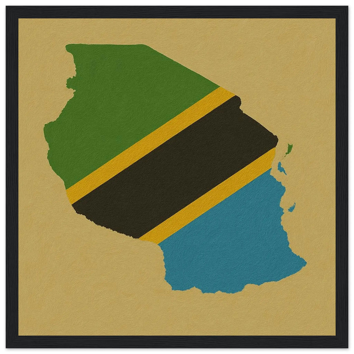 Cadre drapeau tanzanie bois élégant affiche encadrée déco