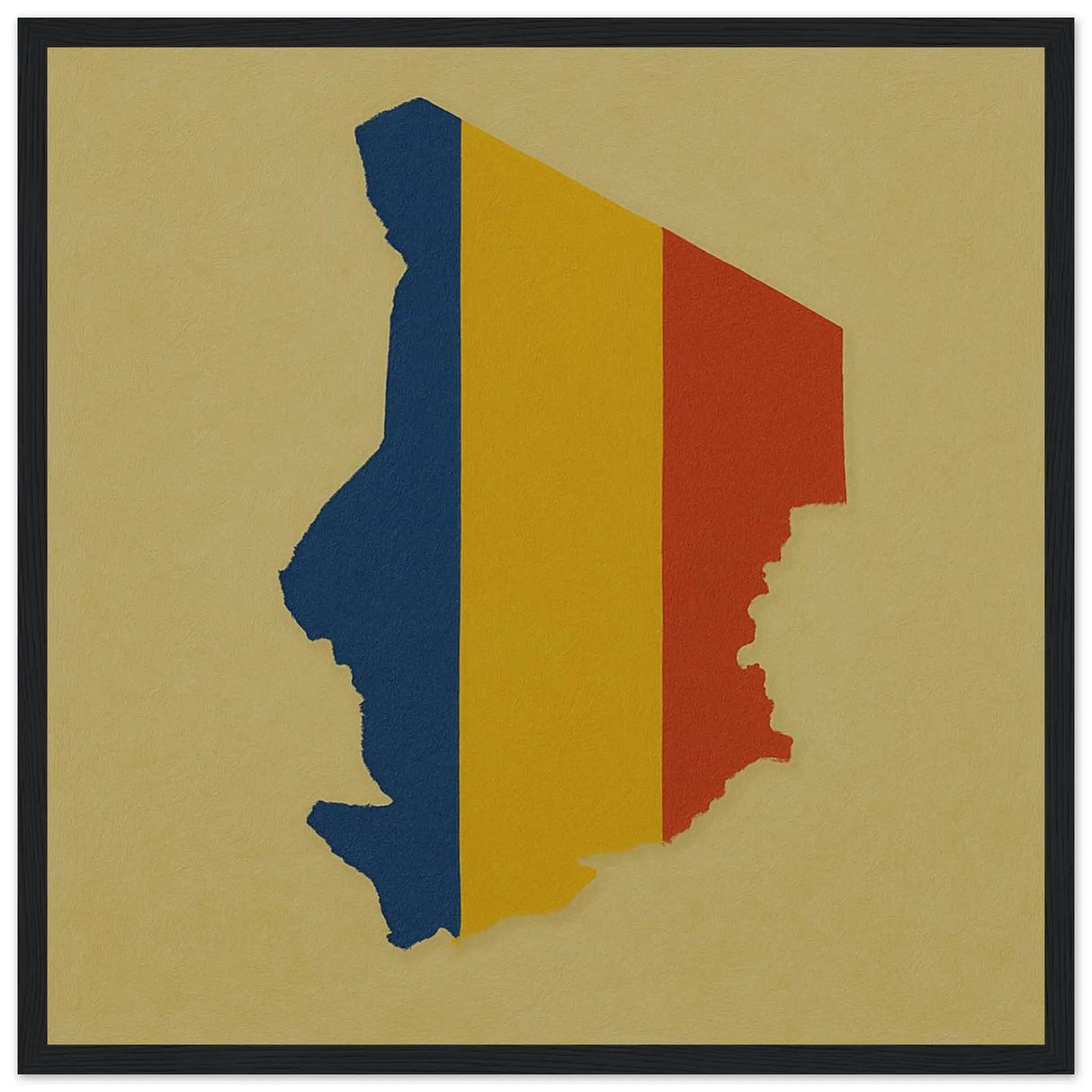 Cadre drapeau tchad en bois affiche encadrée décorative