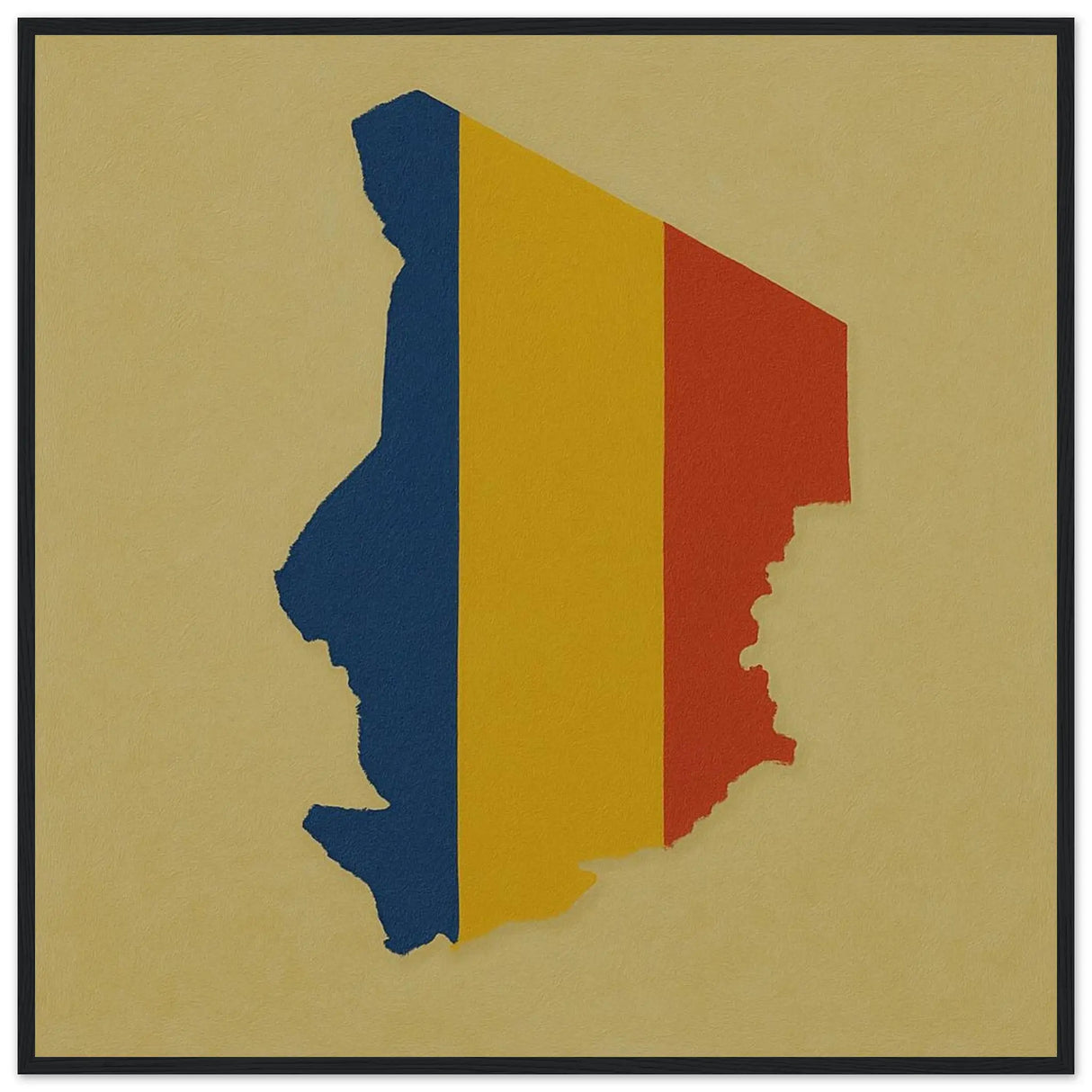 Cadre drapeau tchad en bois affiche encadrée décorative