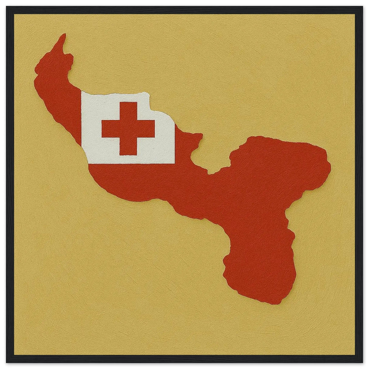 Cadre drapeau tonga bois naturel affiche encadrée déco murale