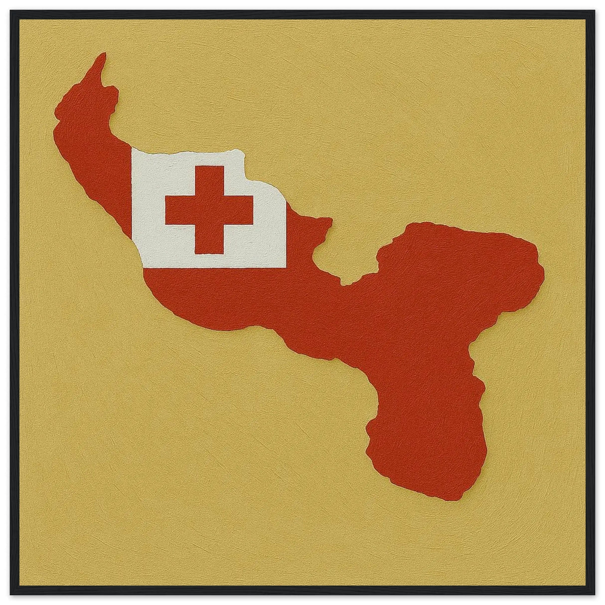 Cadre drapeau tonga bois naturel affiche encadrée déco murale