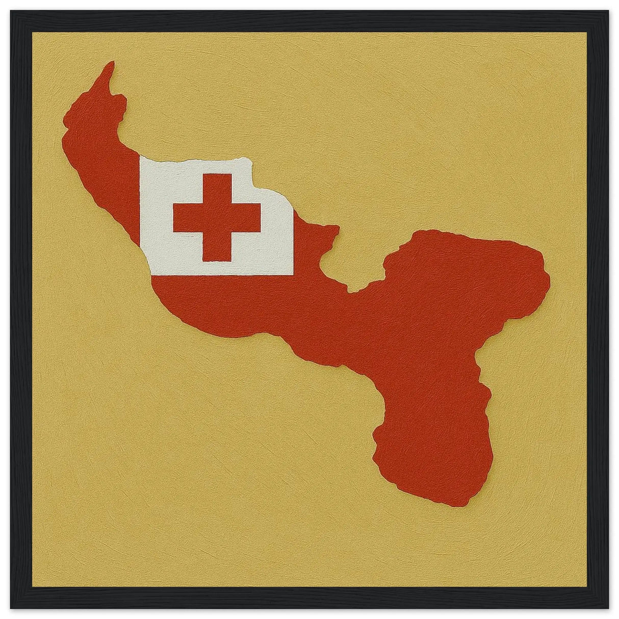 Cadre drapeau tonga bois naturel affiche encadrée déco murale