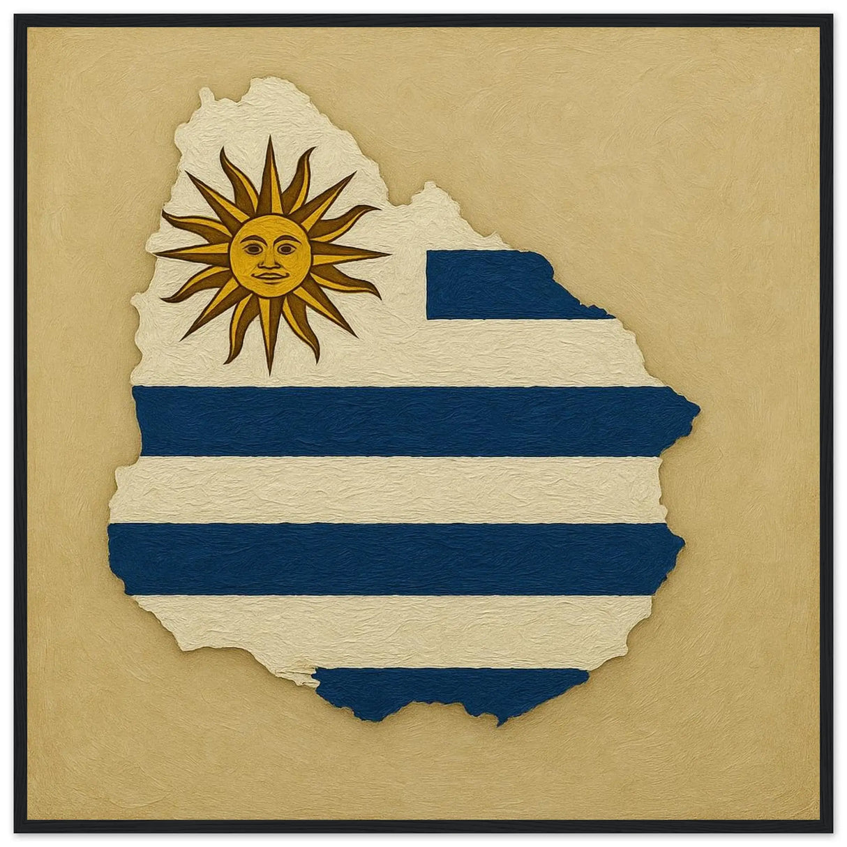 Cadre drapeau uruguay affiche encadrée bois décoratif