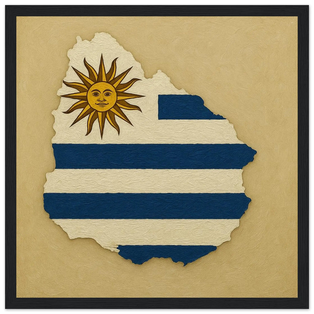 Cadre drapeau uruguay affiche encadrée bois décoratif