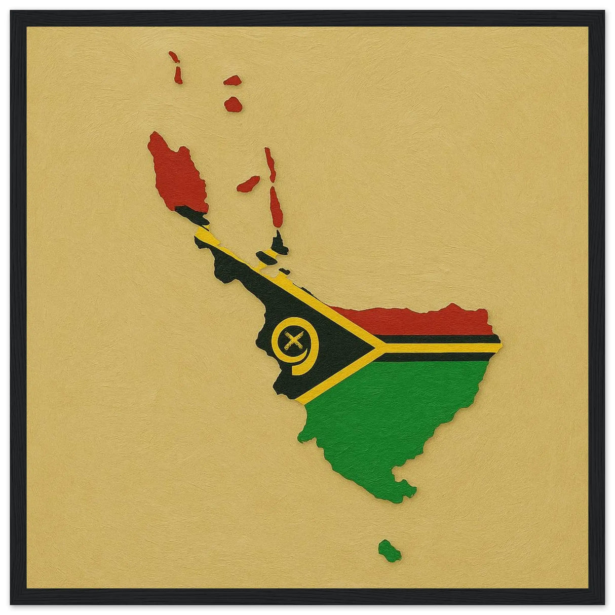 Cadre drapeau vanuatu en bois avec affiche encadrée élégante