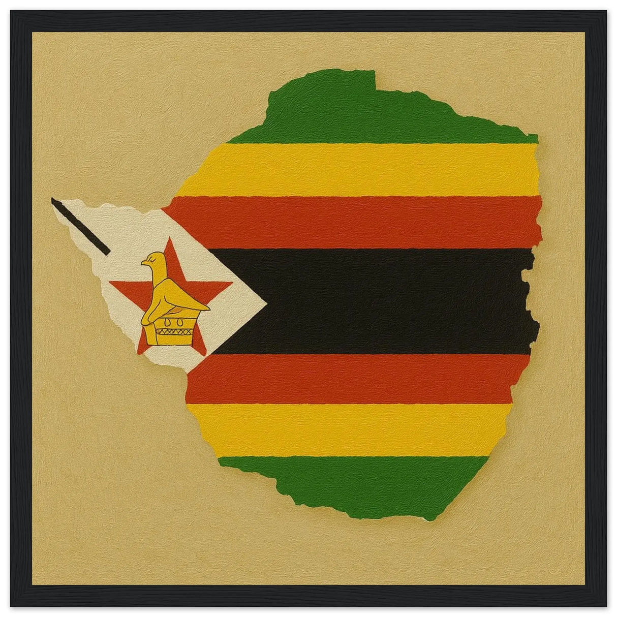 Cadre drapeau zimbabwe en bois finition décorative élégante