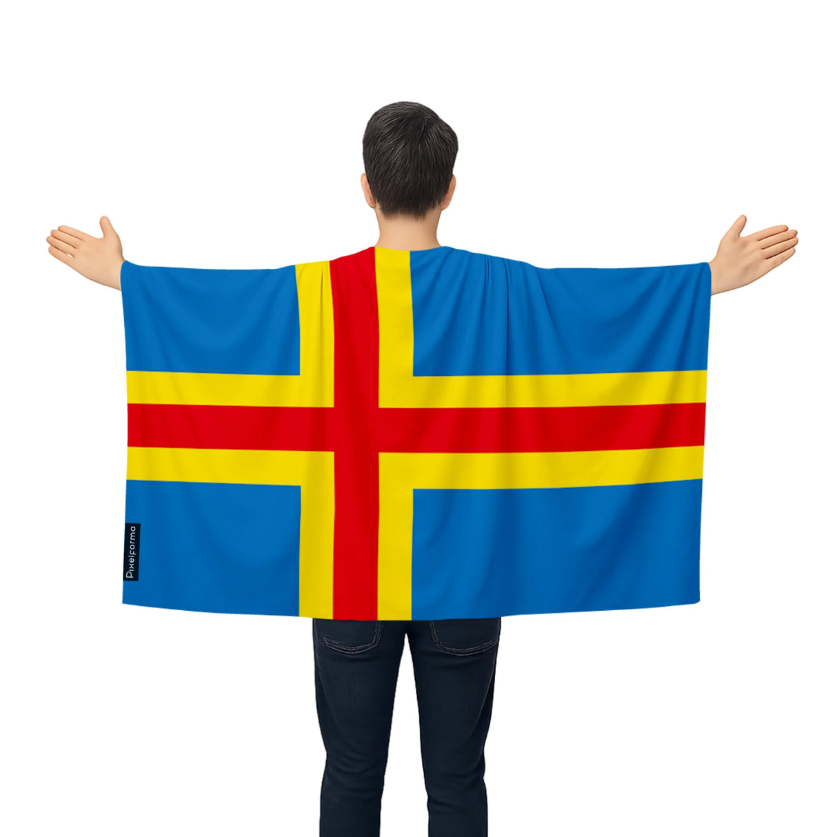 Cape drapeau åland polyester léger à enfiler pour événements
