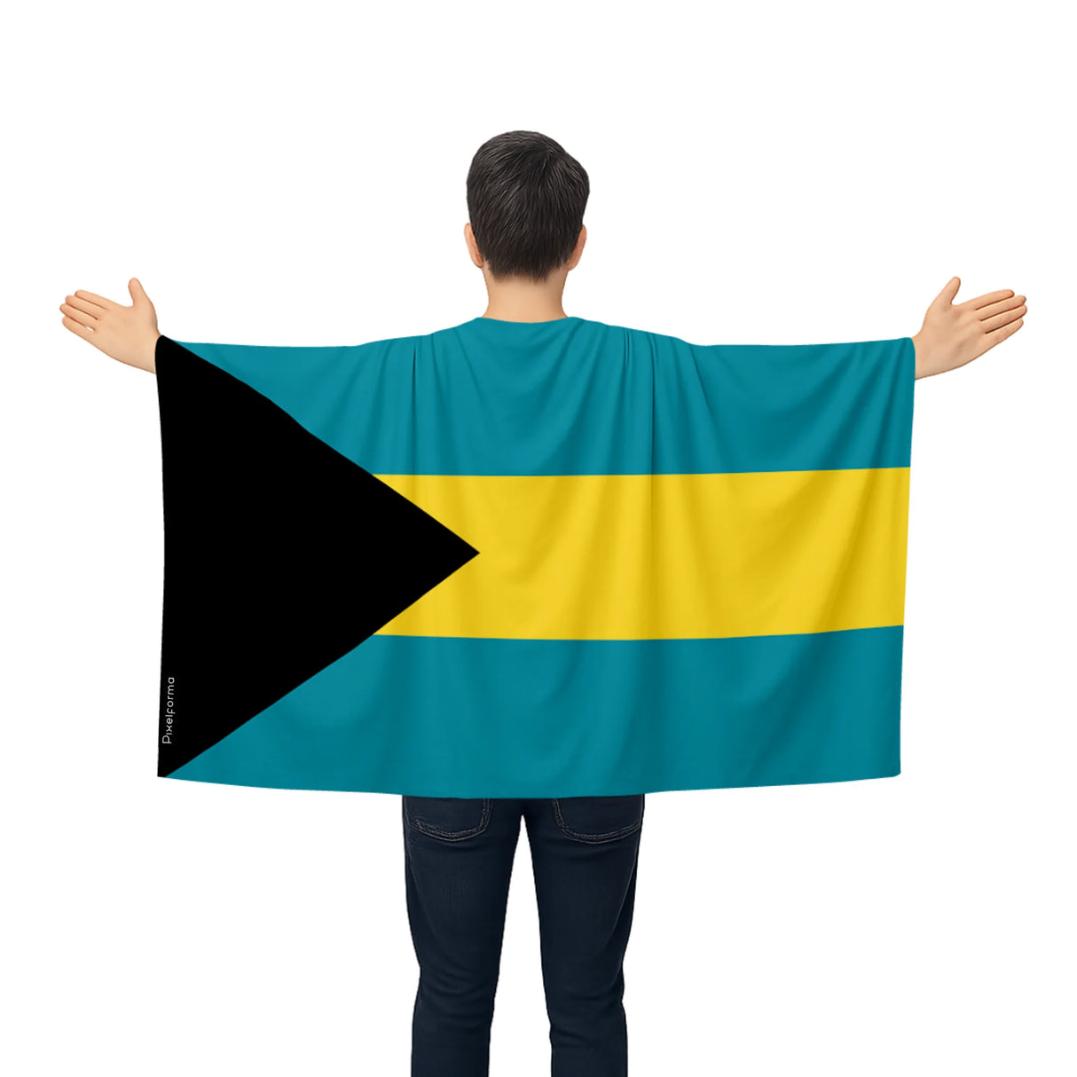 Cape drapeau bahamas polyester léger à enfiler événements sportifs