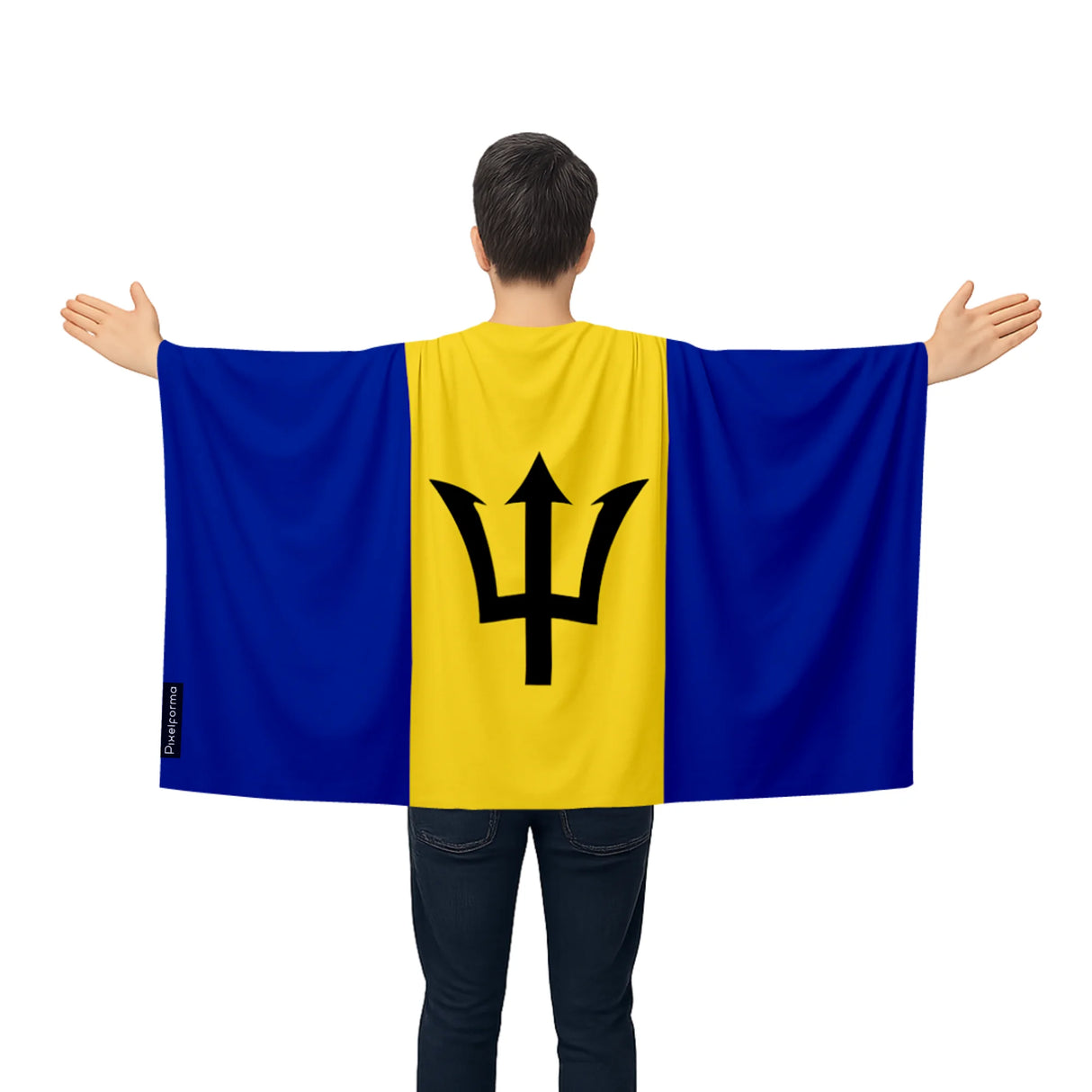 Cape drapeau barbade polyester léger pour événements sportifs