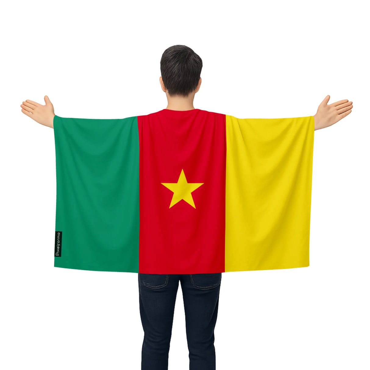 Cape drapeau cameroun polyester léger pour événements sportifs