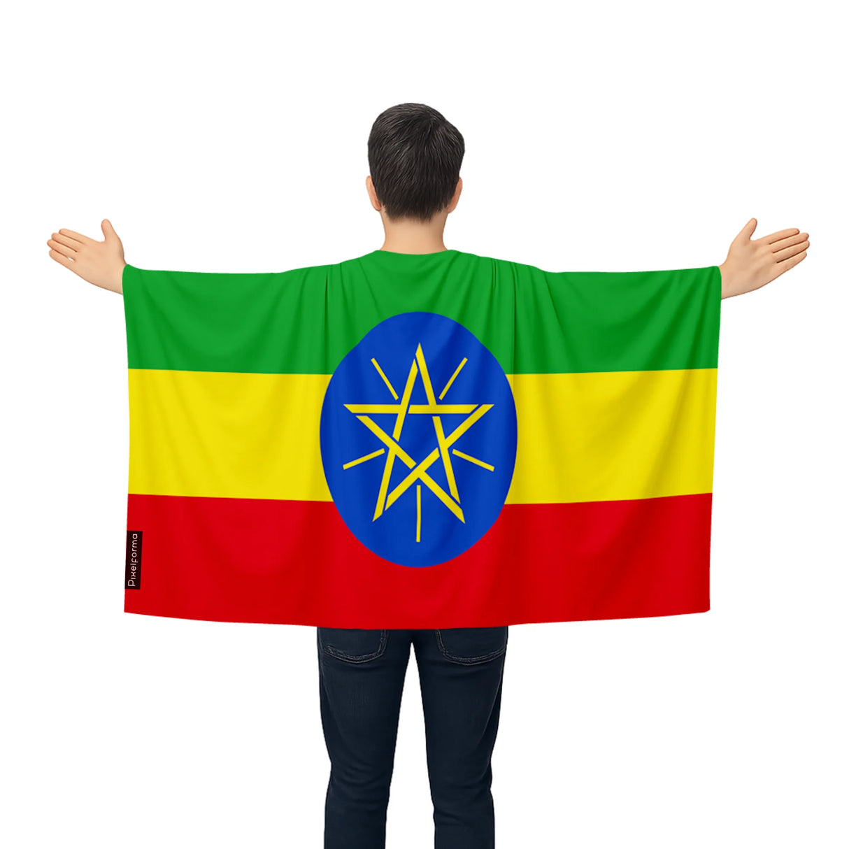 Cape drapeau éthiopie polyester léger usage événements sportifs