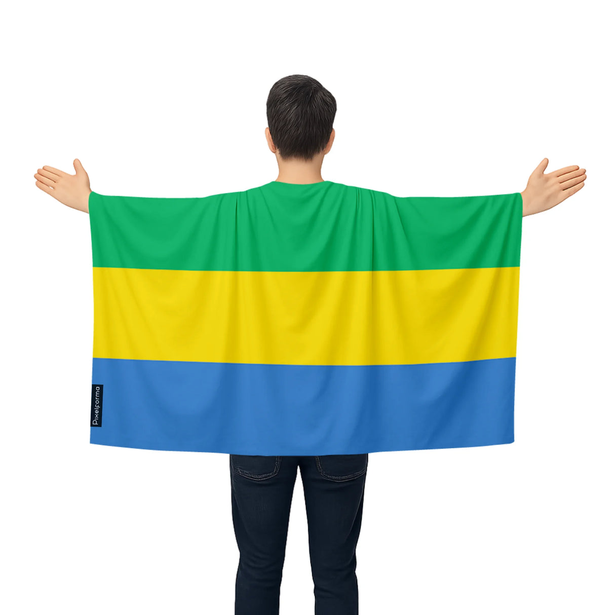 Cape drapeau gabon polyester léger pour événements sportifs