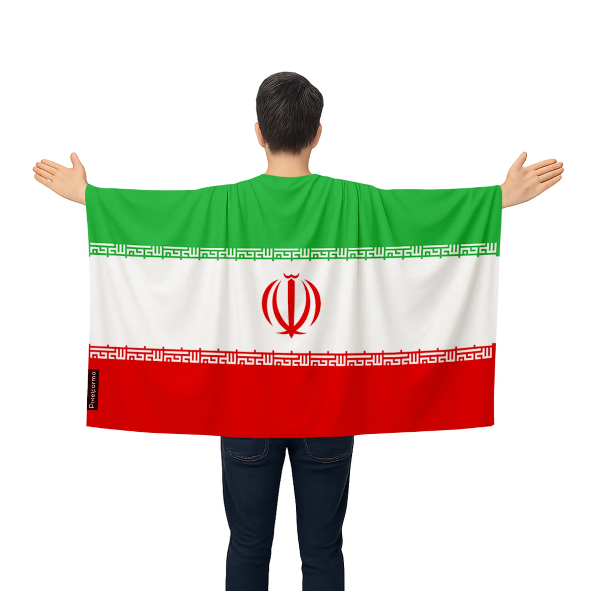 Cape drapeau iran en polyester léger à enfiler pour événements