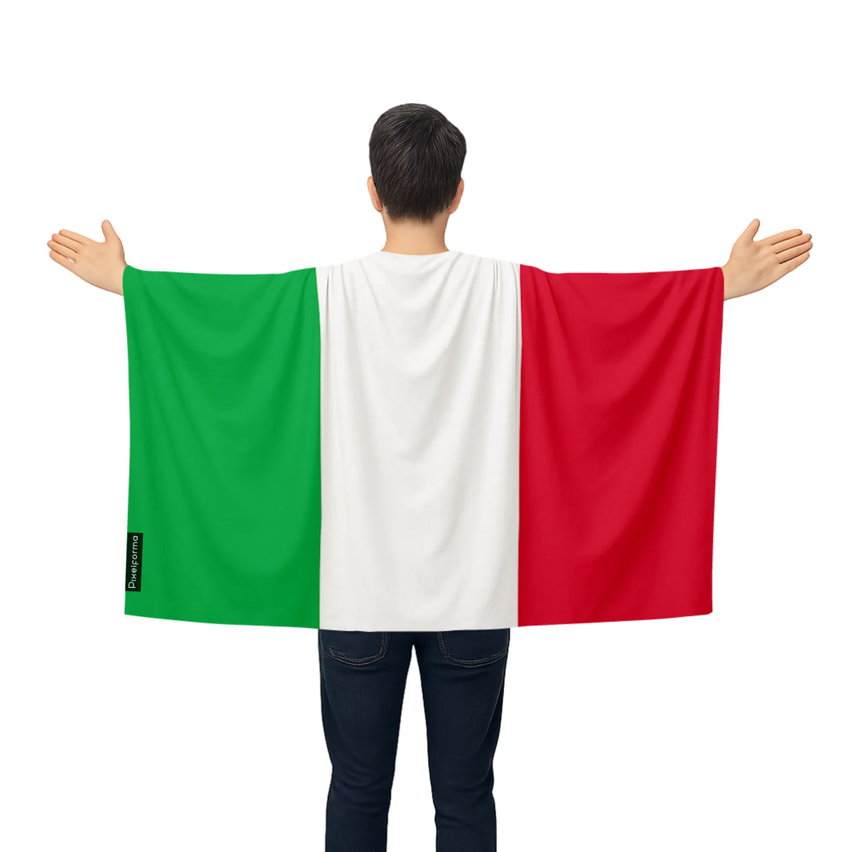 Cape drapeau italie polyester léger pour événements sportifs