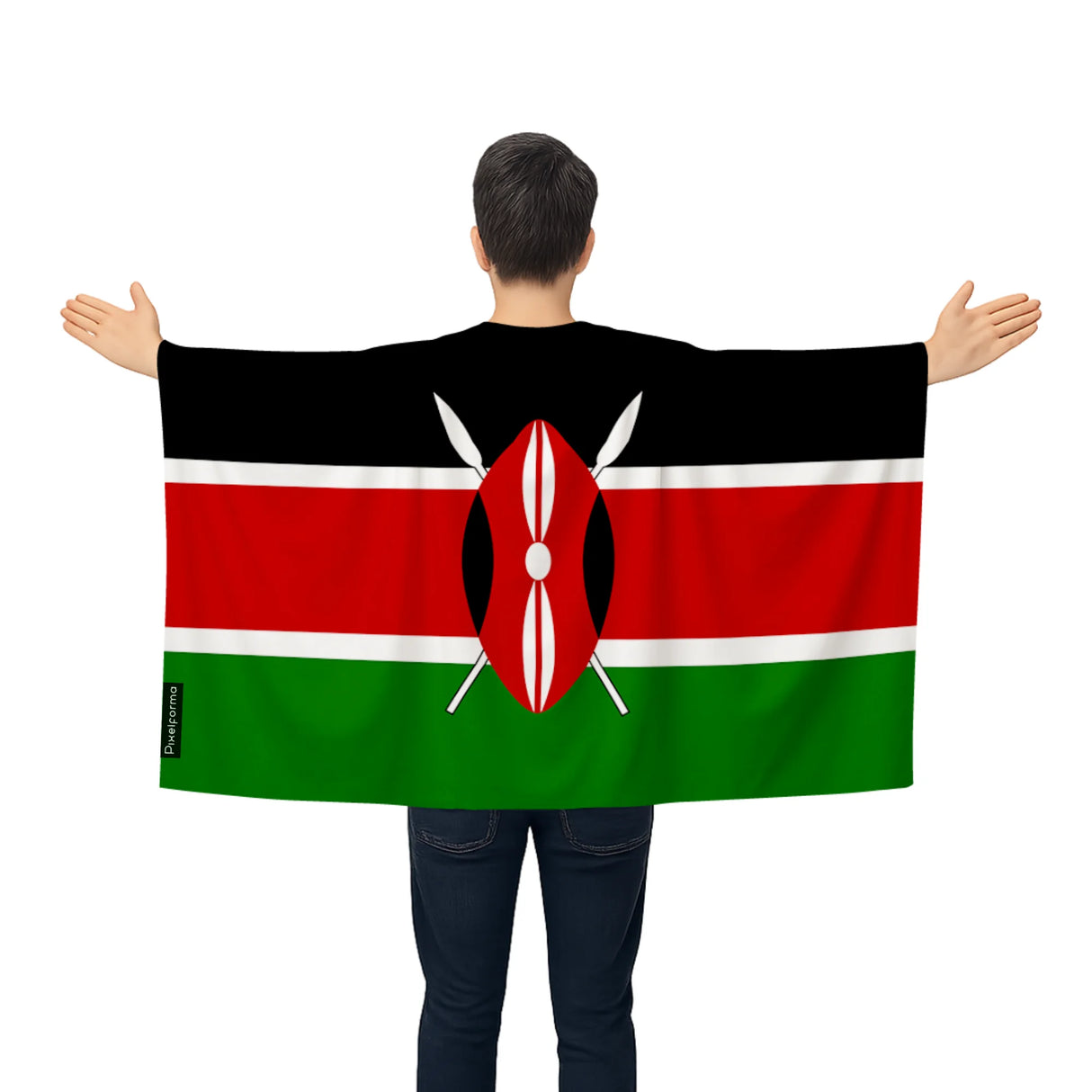 Cape drapeau kenya polyester léger pour événements sportifs