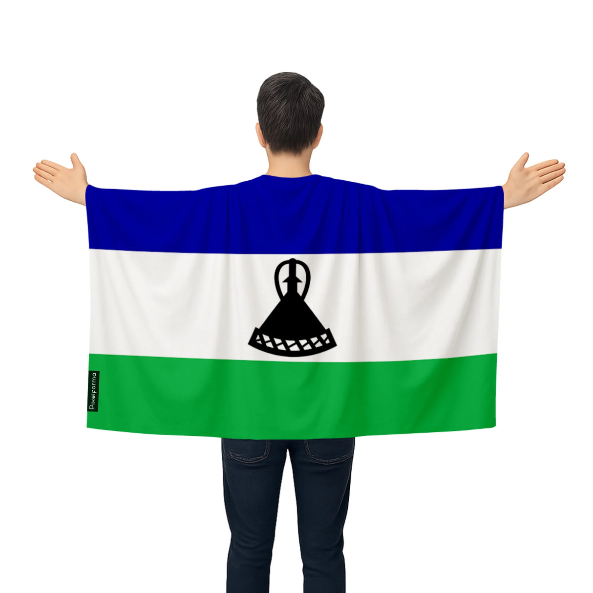 Cape drapeau lesotho polyester léger pour événements sportifs
