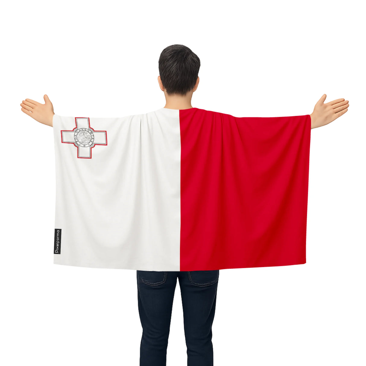 Cape drapeau malte polyester léger à enfiler pour événements