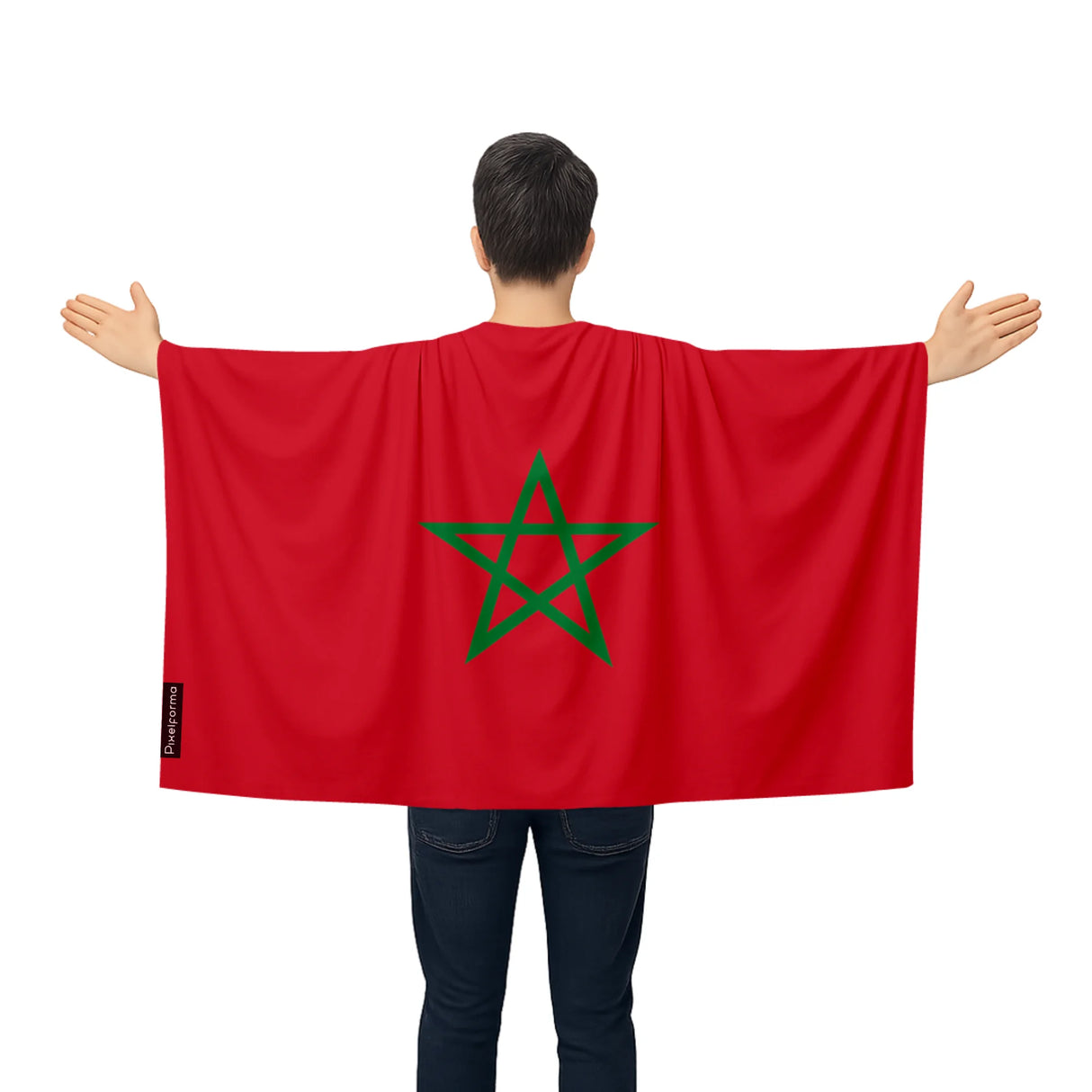 Cape drapeau maroc polyester léger pour événements sportifs