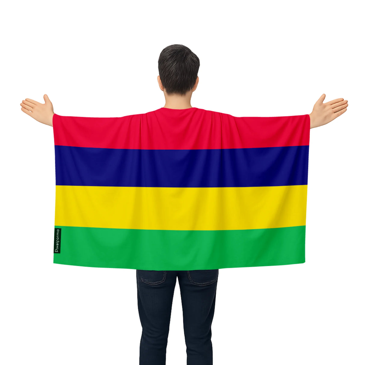 Cape drapeau maurice polyester léger à enfiler événements sportifs