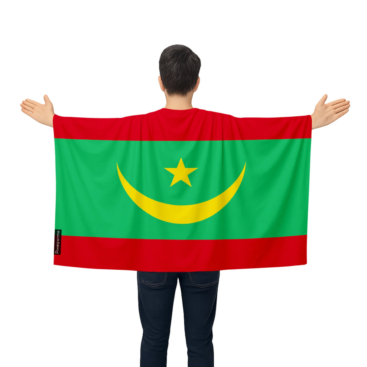 Cape drapeau mauritanie polyester léger à enfiler événements