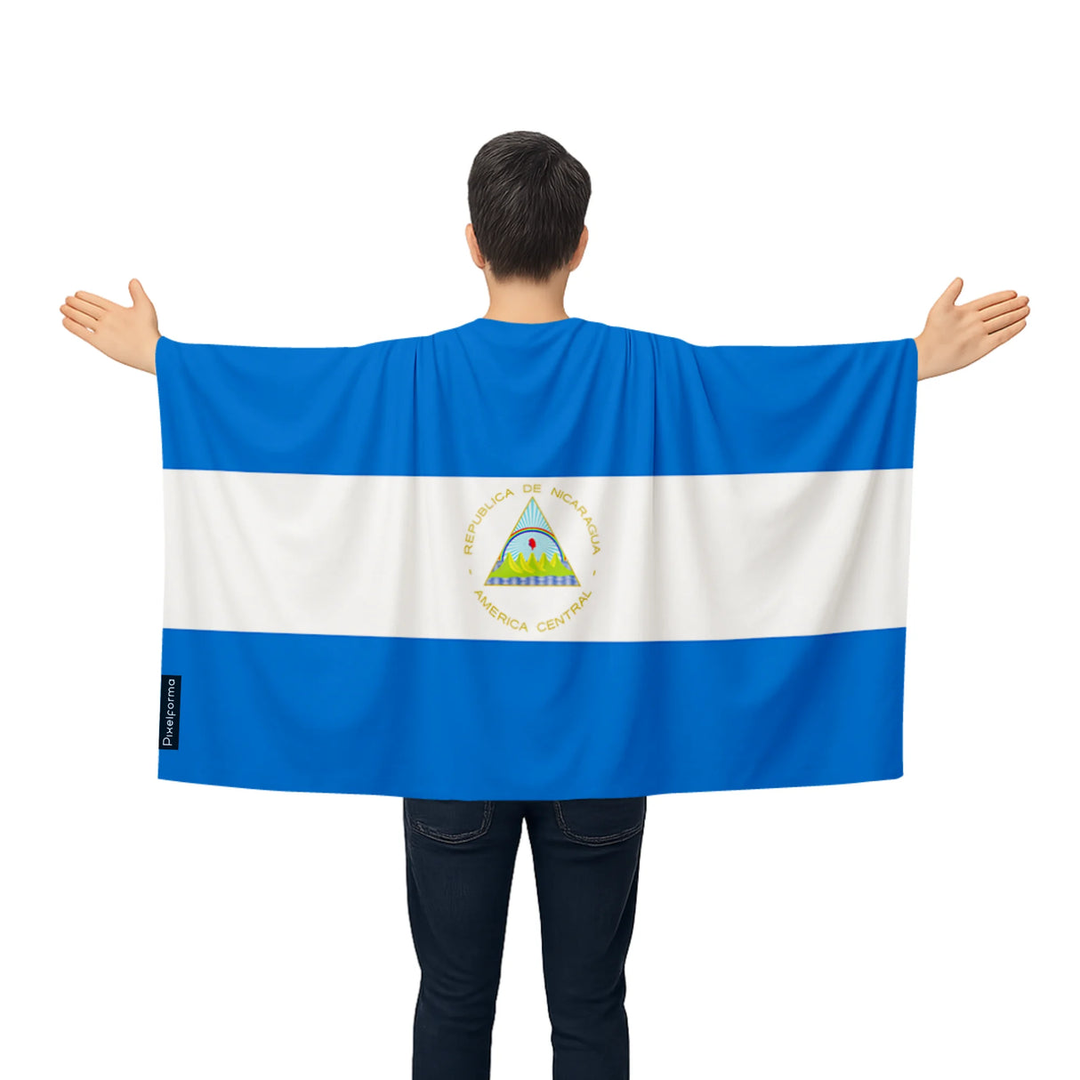 Cape drapeau nicaragua polyester léger pour événements sportifs