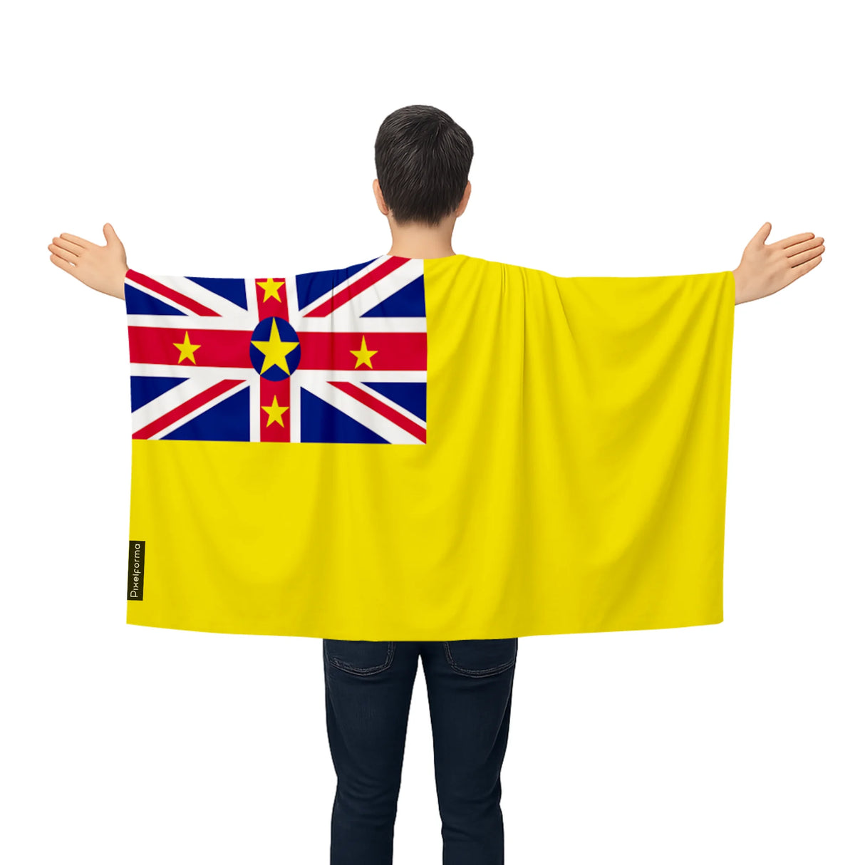 Cape drapeau niue polyester léger modèle à enfiler