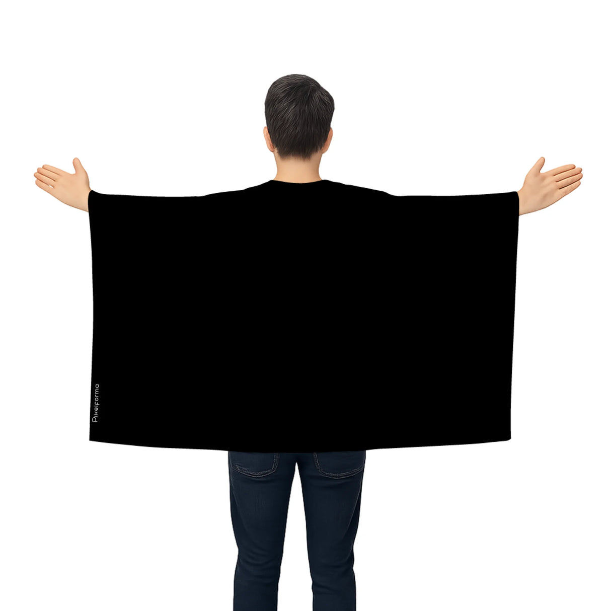 Cape drapeau noir polyester léger pour événements sportifs