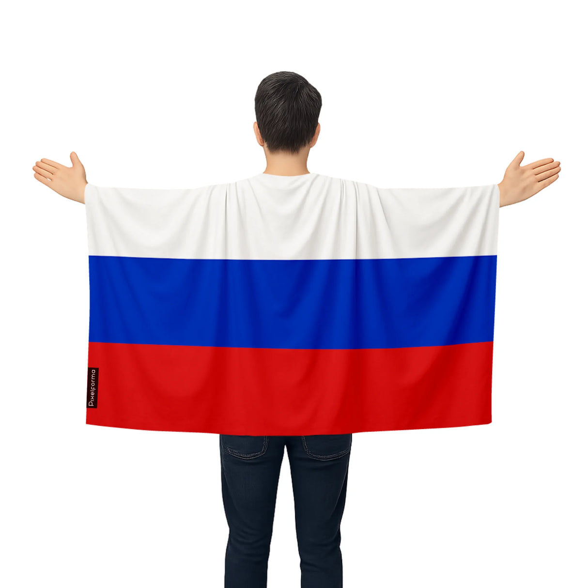 Cape drapeau russie polyester léger à enfiler événements sportifs