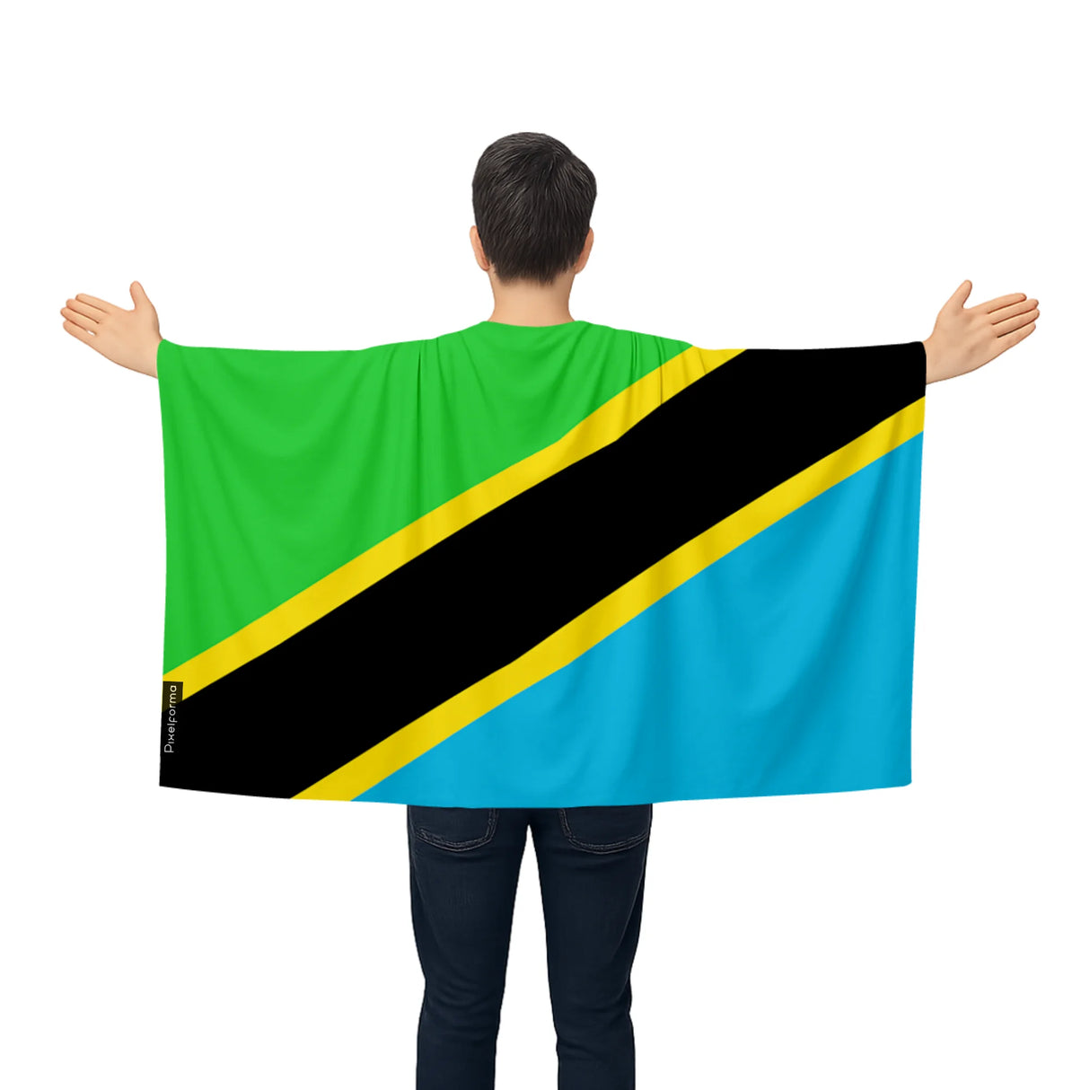 Cape drapeau tanzanie polyester léger pour événements sportifs