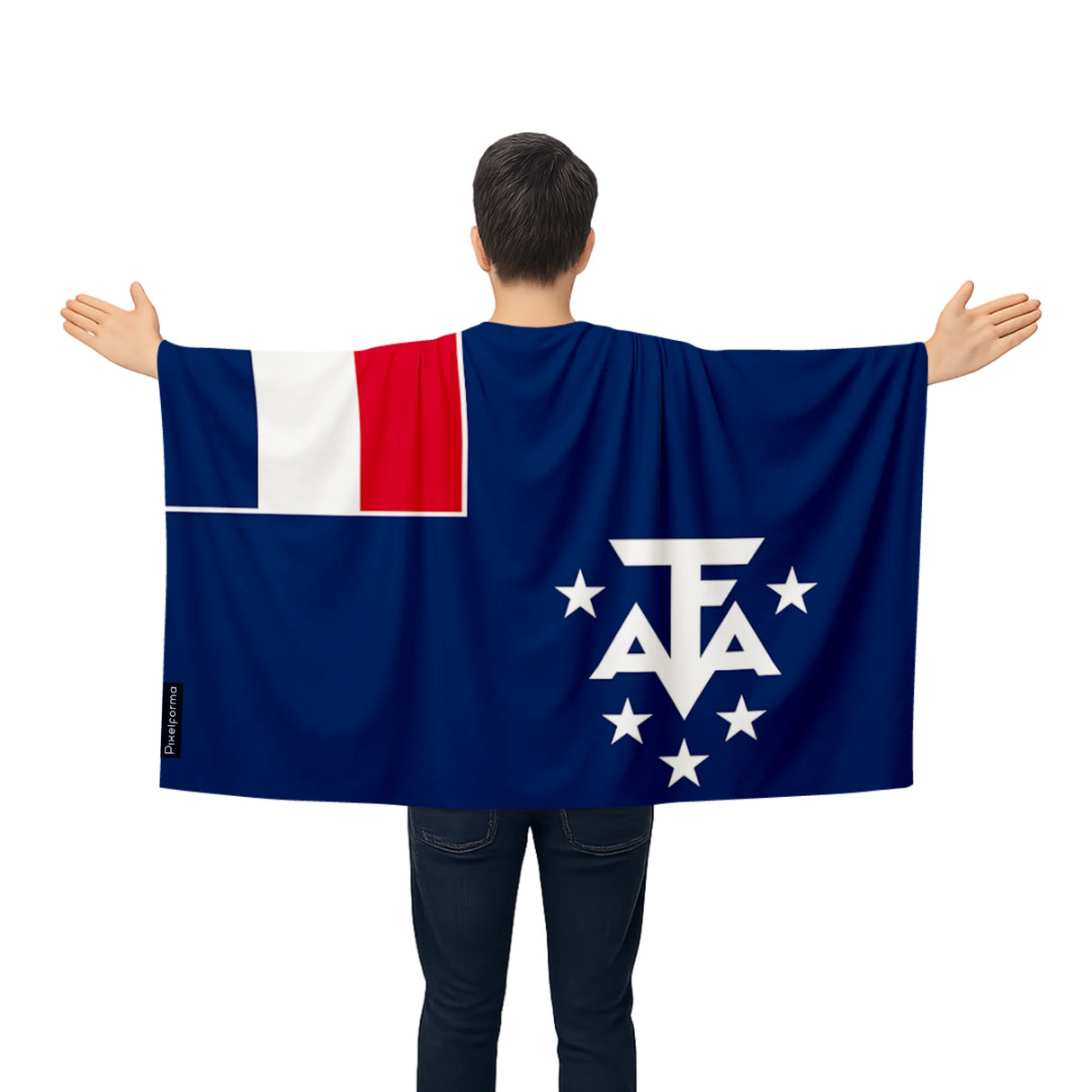 Cape drapeau terres australes polyester léger à enfiler