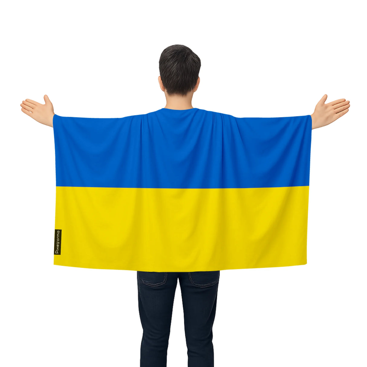 Cape drapeau ukraine polyester léger à enfiler événements