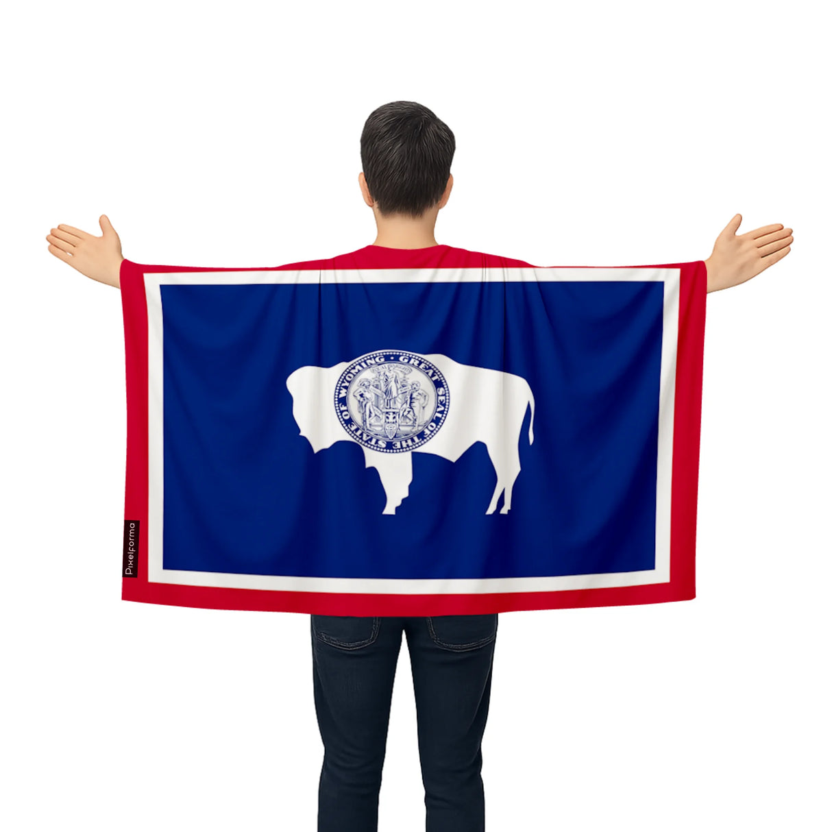 Cape drapeau wyoming polyester léger à enfiler événements sportifs