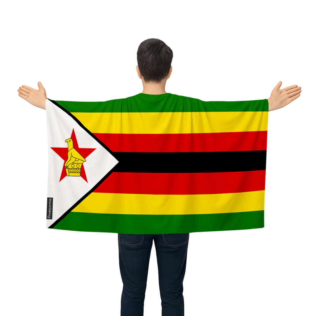 Cape drapeau zimbabwe polyester léger pour événements sportifs